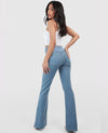 Calça Jeans de Cintura Alta Cruzada (Barriga Chapada)