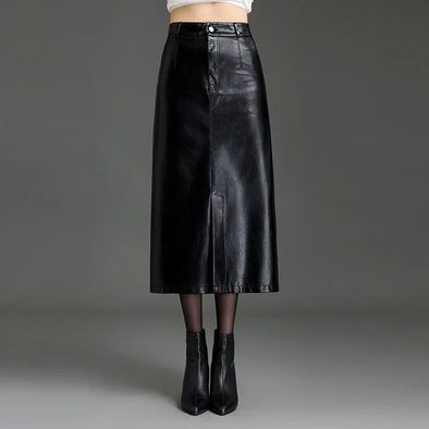 Saia Longa Feminina em Couro - Key Alve