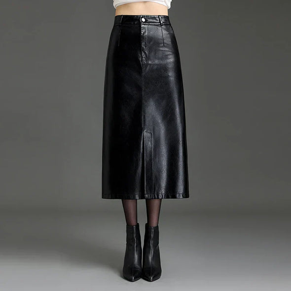 Saia Longa Feminina em Couro - Key Alve